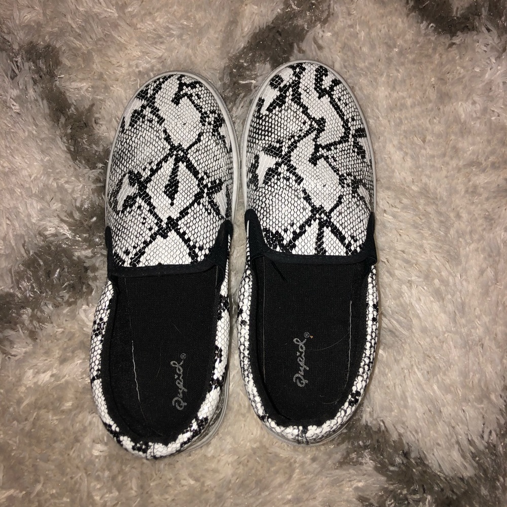 snakeskin slip on vans